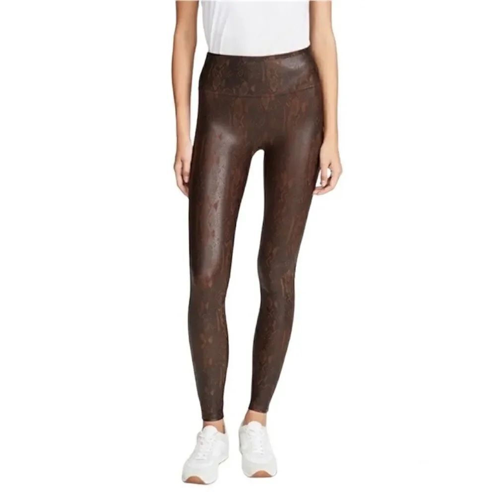 Spanx Brown Snakeskin Faux Leather Leggings